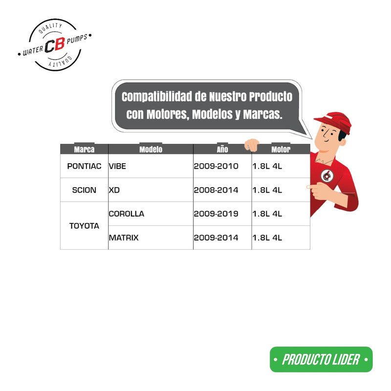 Bomba De Agua Toyota Corolla Matrix Vibe 1.8l L4 2009-2019