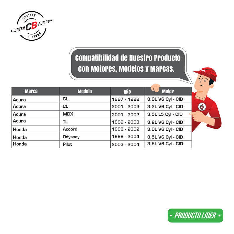 Water Pump Honda Accord Odyssey Pilot 04-97 V6 3.0l 3.5l