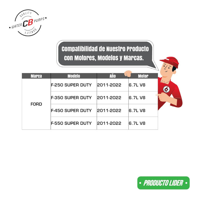 Water Pump Ford Sup Duty F250 F350 F450 V8 6.7l 11-14