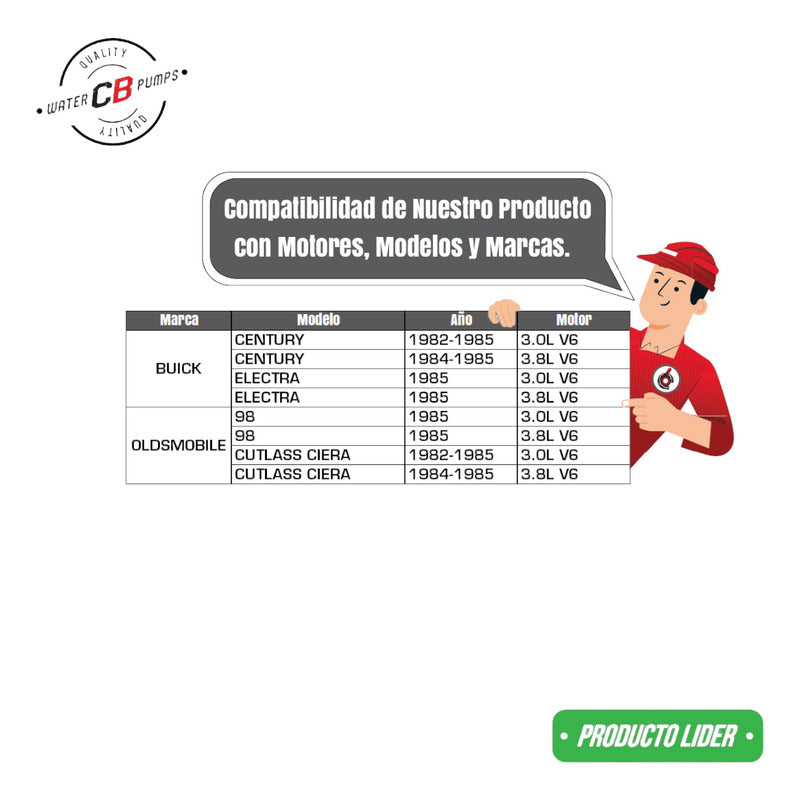 Bomba De Agua Buick Century Cuttlas V6 3.0l 3.8l 1982 1985
