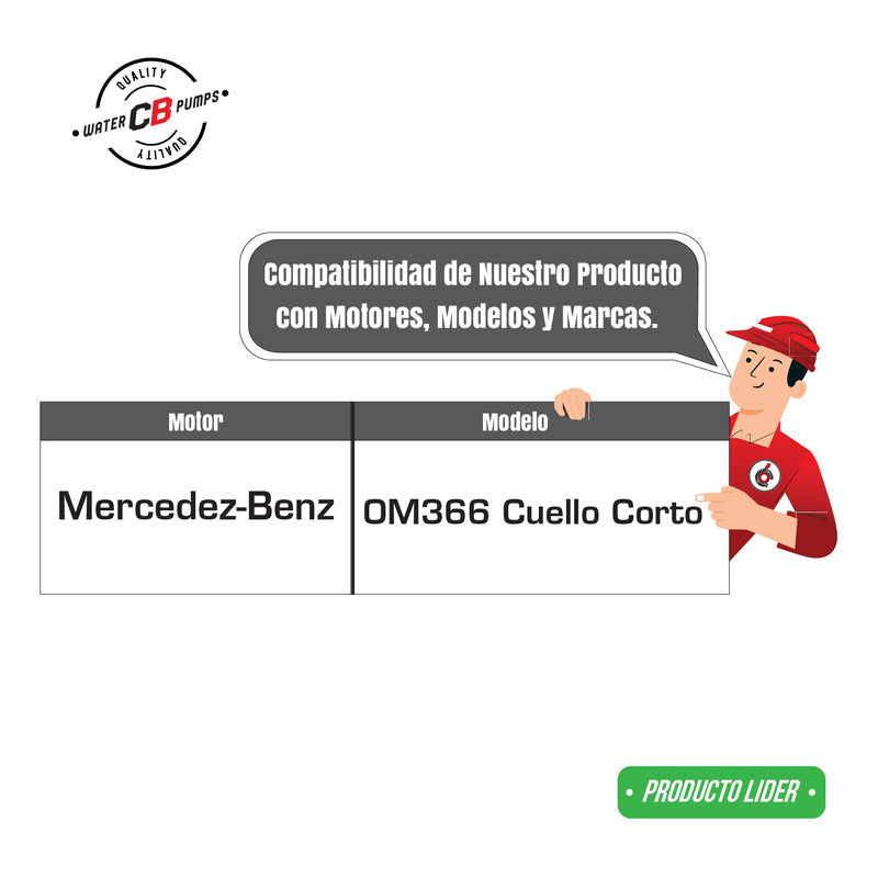 Bomba De Agua Mercedes Benz Diesel Om366 94-92 Cuello Corto