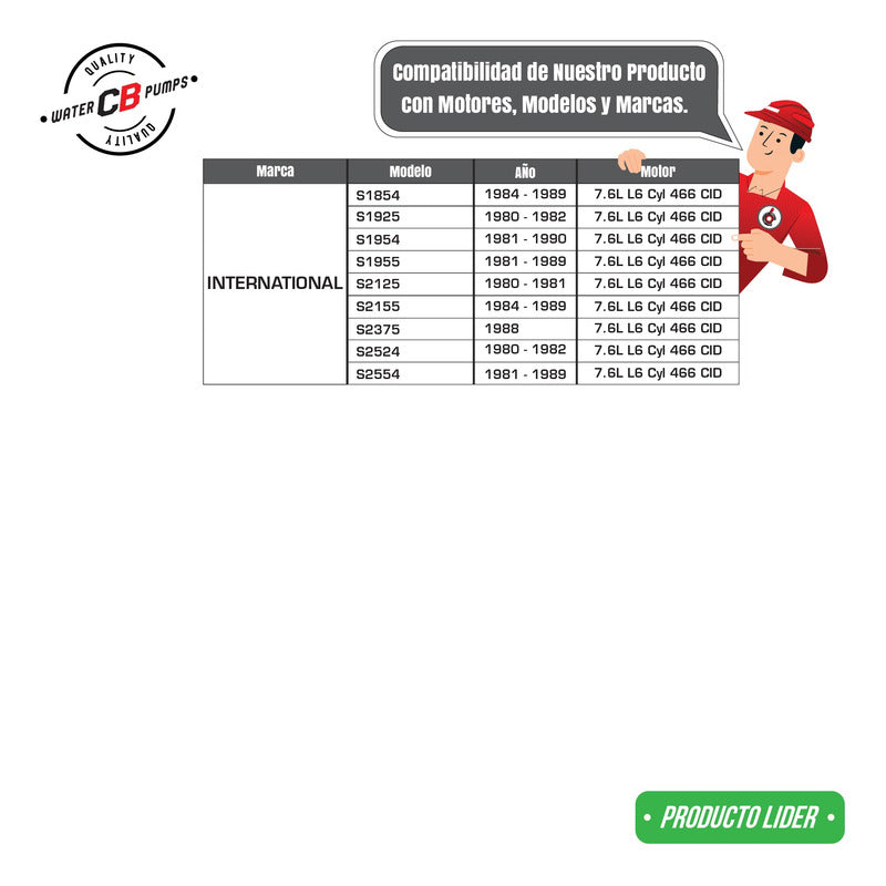 Bomba De Agua Navistar Dt-466 Derecha L6 7.6l 84-94