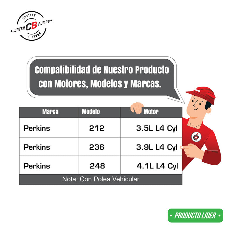 Bomba De Agua Perkins 212 236 248 3.5 3.9 4.1polea Vehicular
