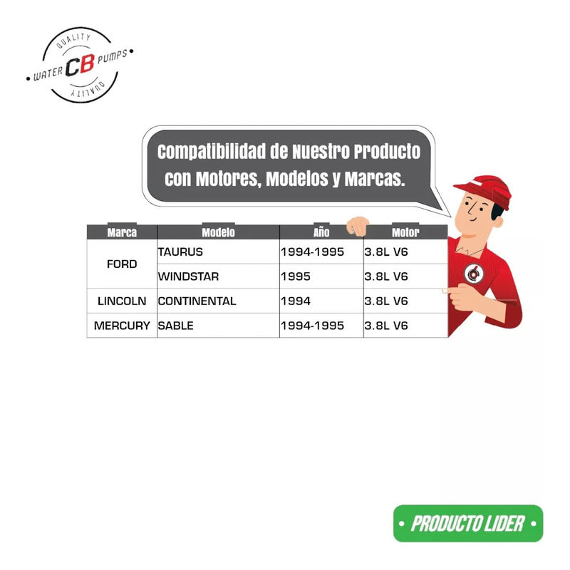 Water Pump Ford Windstar V6 3.8l 1994 1995