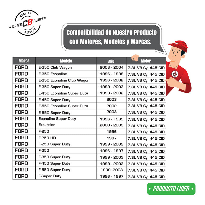 Bomba De Agua Ford Econoline F250 350 450 550 96-03 V8 7.3l