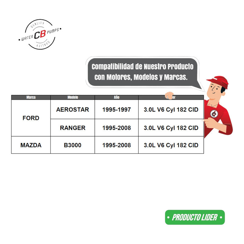 Bomba De Agua Ford Aerostar Ranger B3000 V6 3.0l 1995-2008
