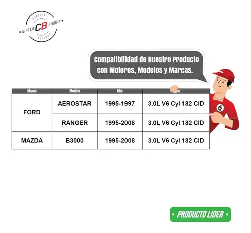 Bomba De Agua Ford Aerostar Ranger B3000 V6 3.0l 1995-2008