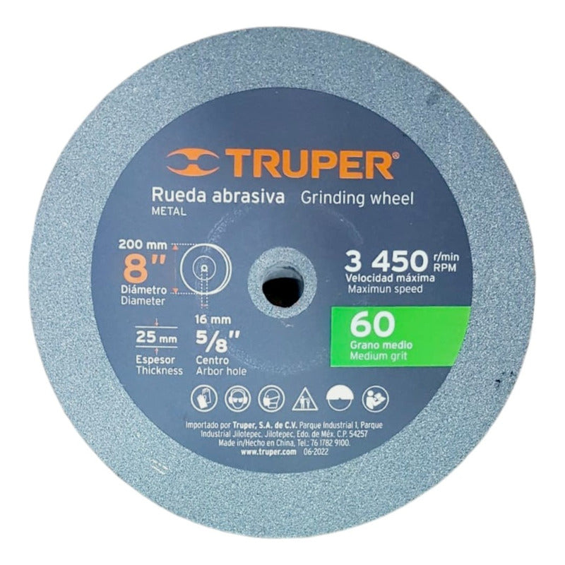 Rueda Abrasiva 8 X25mm Centro 16mm 5/8  60 Grano Medio