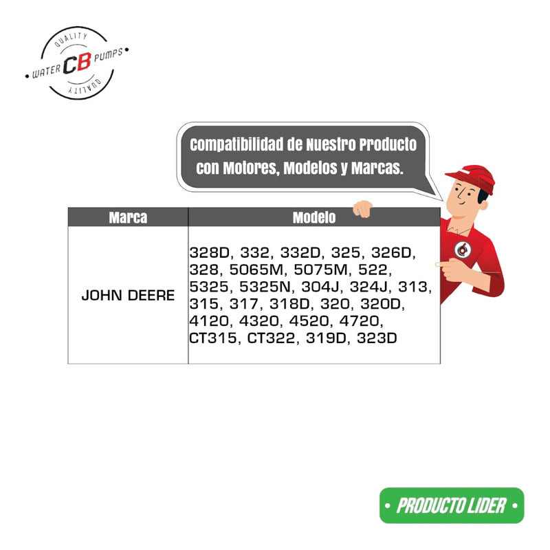 Bomba D Agua Minicargador John Deere 325 328 313 315 317 320