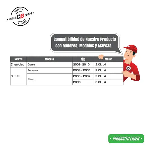 Bomba De Agua Chevrolet Optra 2006-2010 L4 2.0l