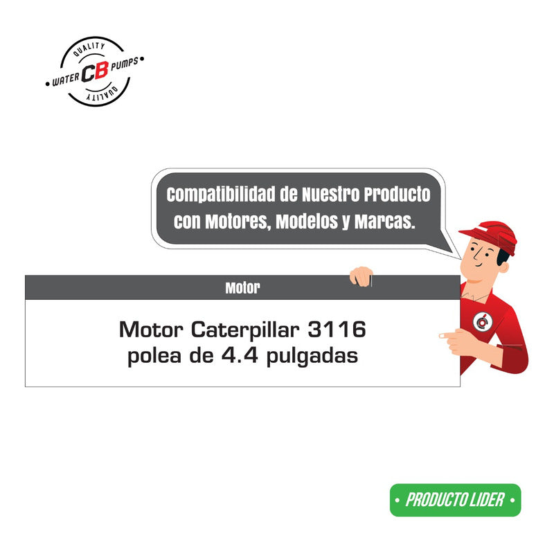 Bomba De Agua Para Caterpillar Cat 3116 3126 Polea De 4.4
