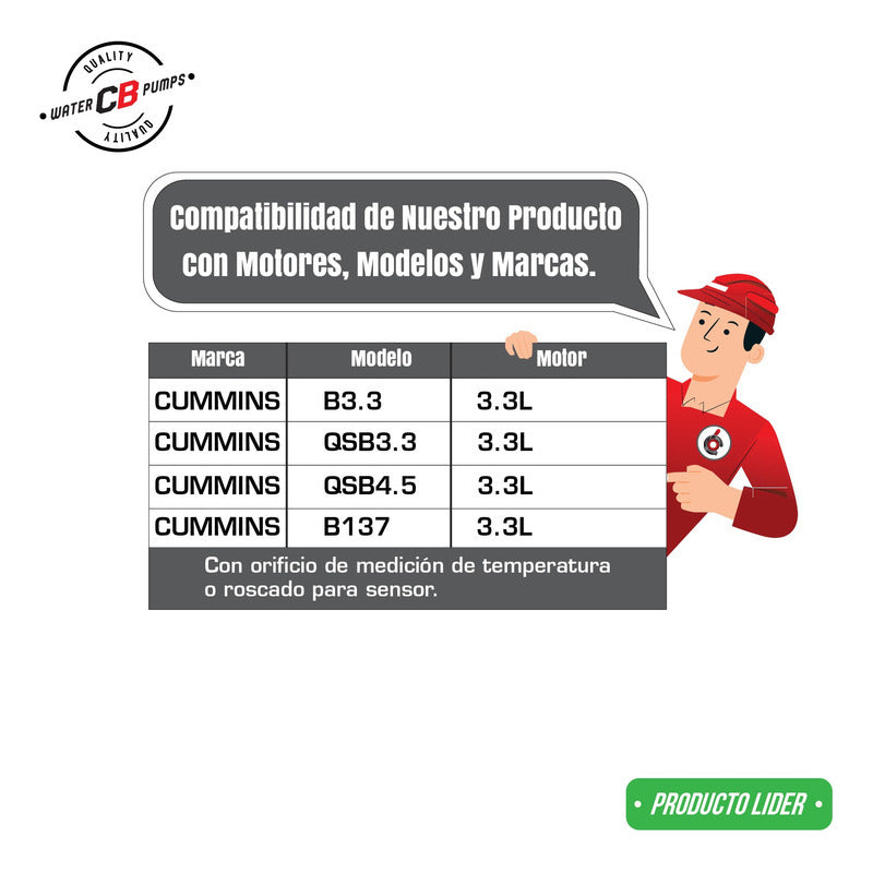Bomba De Agua Para Cummins B3.3 Qsb3.3 Qsb4.5 (con Orificio)