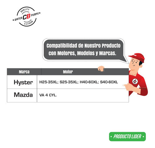 Bomba De Agua Para Montacargas Hyster Mazda H25 S25 Va 4cil