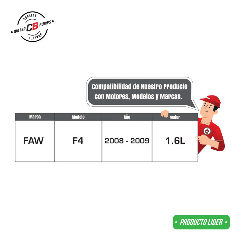 Bomba De Agua Faw 4 F4 08 Y Faw F5 08-09 Sedan Y Hb