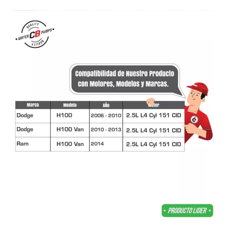 Bomba De Agua Compatible Con Hyundai Dodge H100 2.5l Diesel