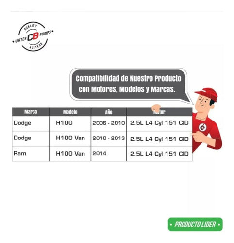 Bomba De Agua Compatible Con Hyundai Dodge H100 2.5l Diesel
