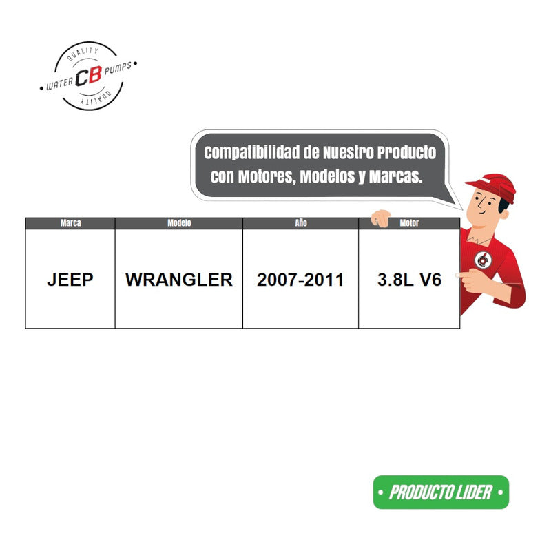 Water Pump Jeep Wrangler 2007-2011 V6 3.8l