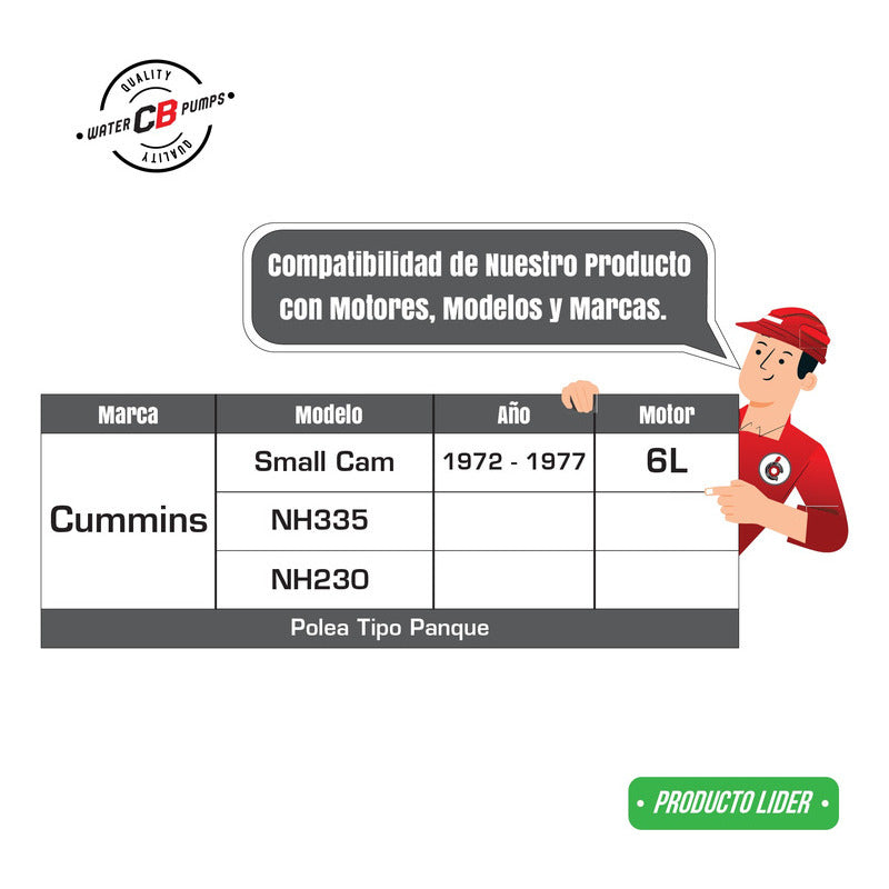 Bomba De Agua Compatible Con Cummins Nh 335