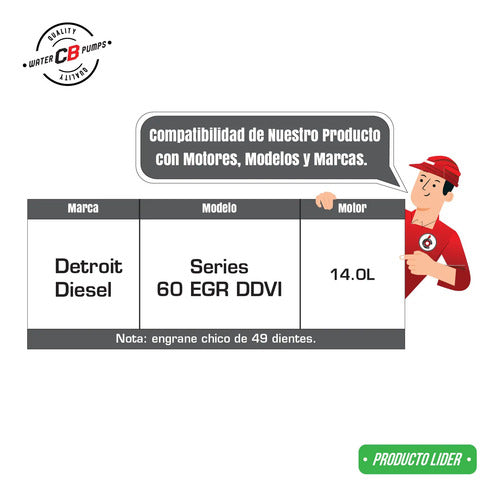 Bomba De Agua Para Detroit S60 Ddvi Egr (engrane Chico)