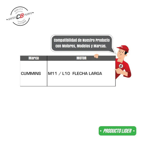 Bomba De Agua Compatible Cummins Serie M11/l10 Flecha Larga