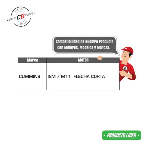 Bomba De Agua Compatible Con Cummins Ism M11 Flecha Corta