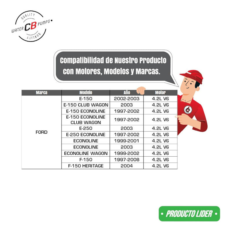 Bomba d'água Ford F150 Econoline E150 V6 4.2l 1997-2003