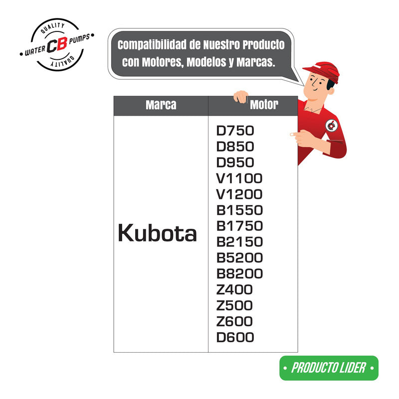 Bomba De Agua Kubota Cargador D750 D850 D950 V1200 B1550