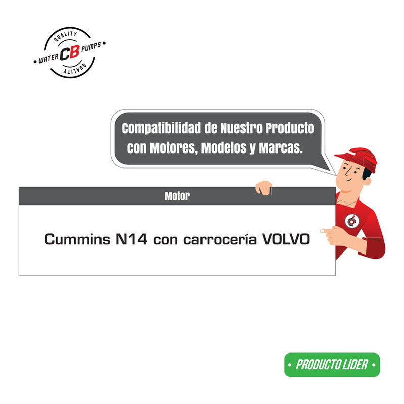 Bomba De Agua Compatible Con Cummins N14 Volvo