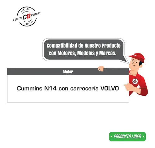 Bomba De Agua Compatible Con Cummins N14 Volvo