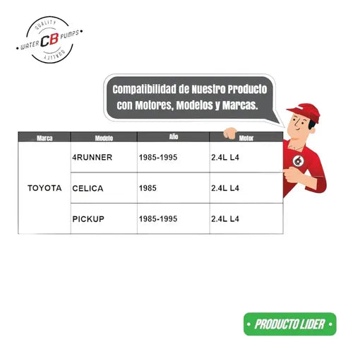 Bomba De Agua Toyota Pick Up 4runner Celica L4 2.4 1985-1995