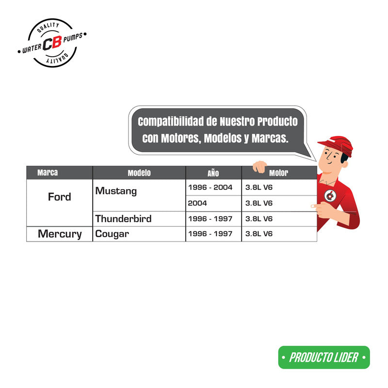 Bomba De Agua Ford Mustang Thunderbird V6 3.8 3.9l 1996-2004