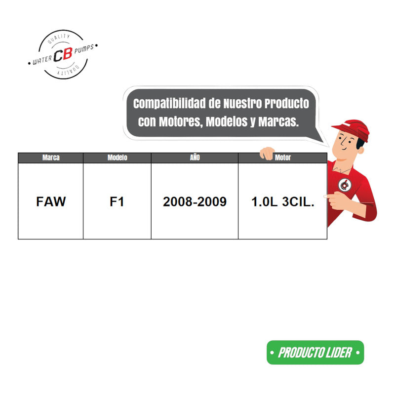 Bomba De Agua Compatible Con Faw F1 2008-2009 1.0l 3 Cil