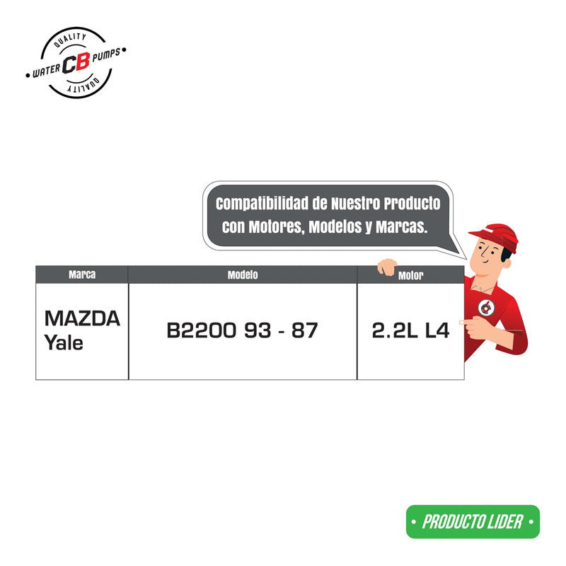 Water Pump for Mazda Yale B2200 Forklift 93-87 L4 2.2l