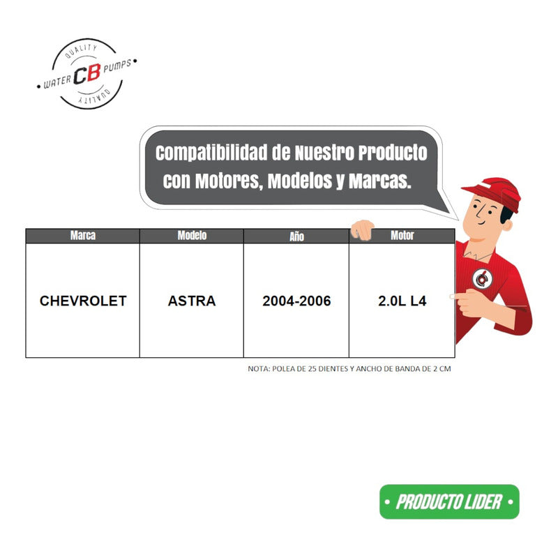 Bomba d'água Chevrolet Astra L4 2.0l 2000-2008 93284725