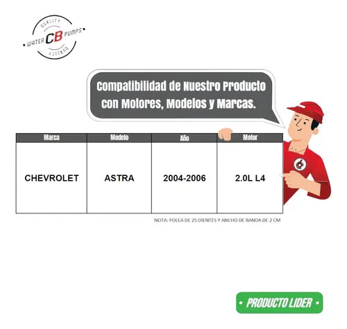 Bomba De Agua Chevrolet Astra L4 2.0l 2000-2008 93284725