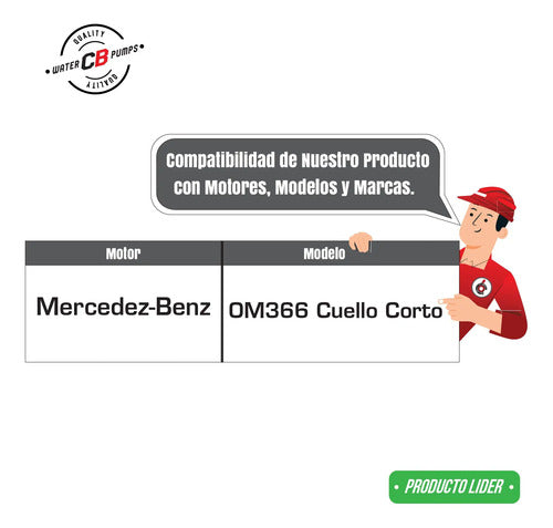 Bomba De Agua Mercedes Benz Diesel Om366 94-92 Cuello Corto
