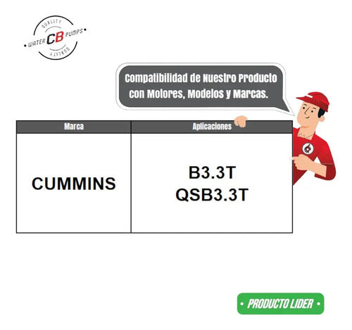 Bomba De Agua Compatible Con Cummins B3.3t Qsb3.3t