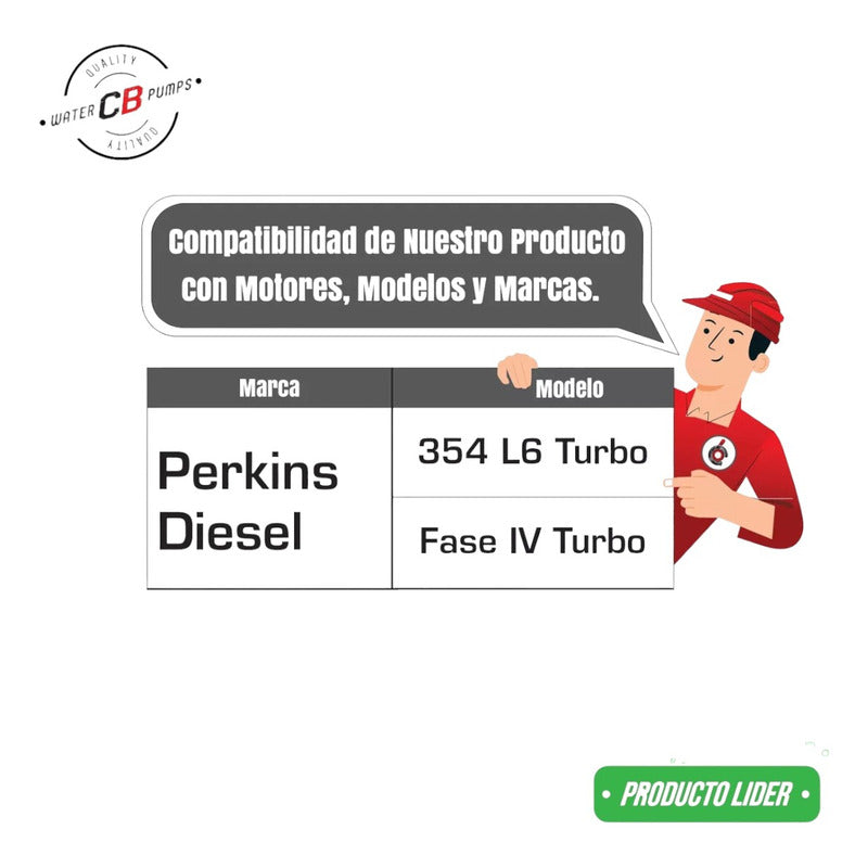 Bomba d'água turbo Dina Perkins Stage IV 354 L6 (com polia)