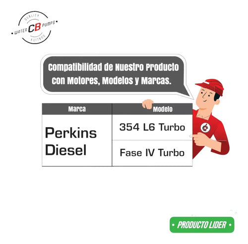 Bomba Agua Para Dina Perkins Fase Iv 354 L6 Turbo Con Polea