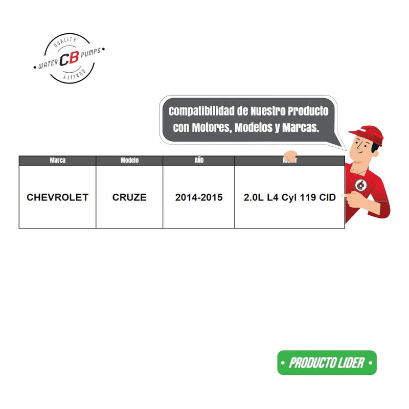 Bomba De Agua Chevrolet Cruze 2014-2015 2.0l L4 55568637