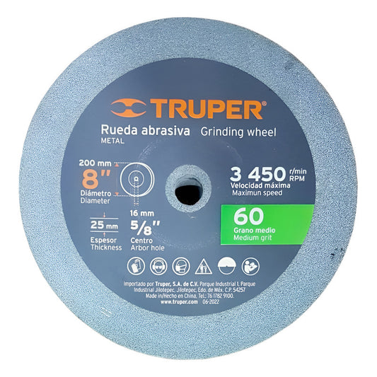 Rueda Abrasiva 8 X25mm Centro 16mm 5/8  60 Grano Medio