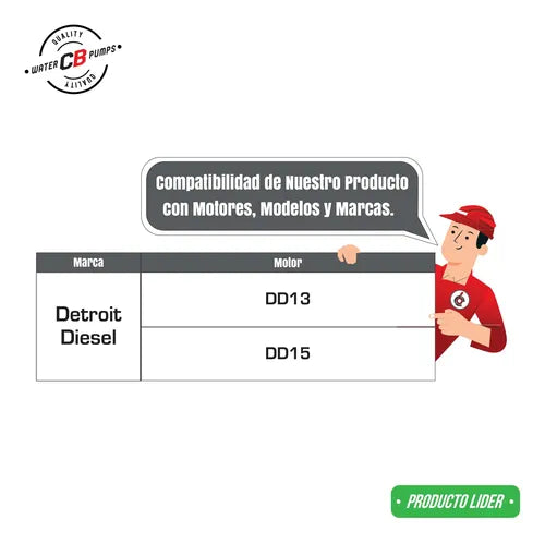 Bomba De Agua Compatible Con Detroit Dd15 Dd13 Cascadia