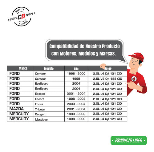 Bomba De Agua Ford Focus Escape L4 2.0l 2000-2004