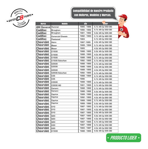 Bomba De Agua Chevrolet Tbi 1500 2500 95-91 V8 5.7l V6 4.3l