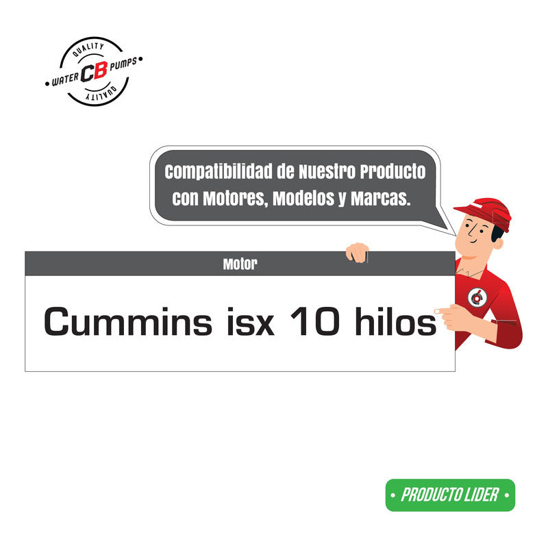 Bomba De Agua Compatible Cummins Isx (polea Chica 10 Hilos)