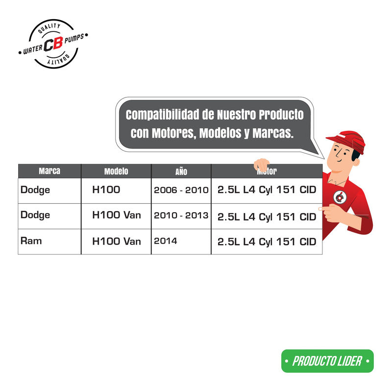 Bomba De Agua Hyundai Dodge H100 L4 2.5l Diesel 06-13