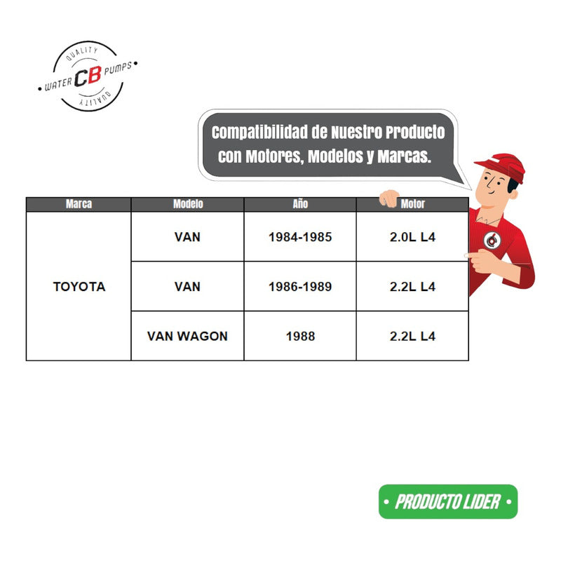 Bomba De Agua Toyota Van 2.0l 1984-1989