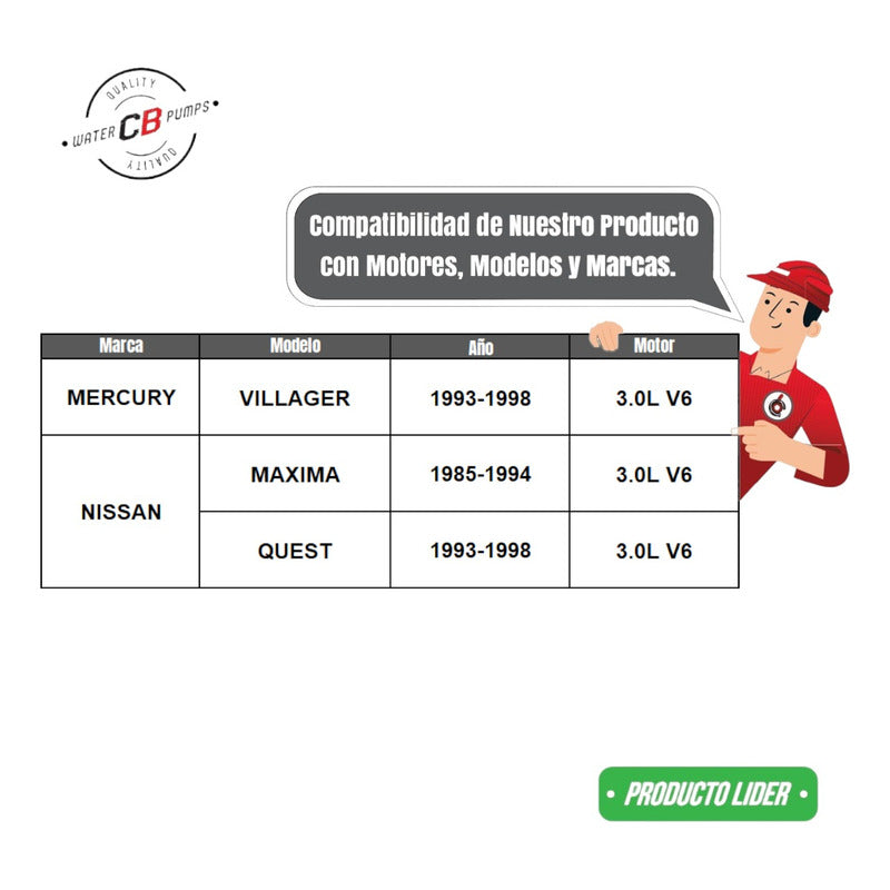 Bomba De Agua Mercury Villager V6 3.0l 1993-1998 F3xz8501ba