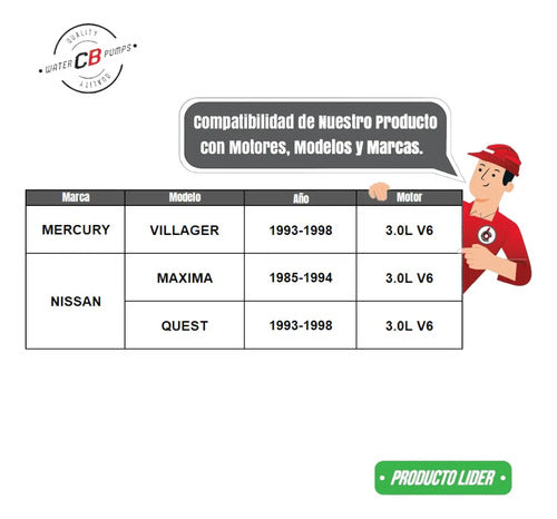 Bomba De Agua Mercury Villager V6 3.0l 1993-1998 F3xz8501ba