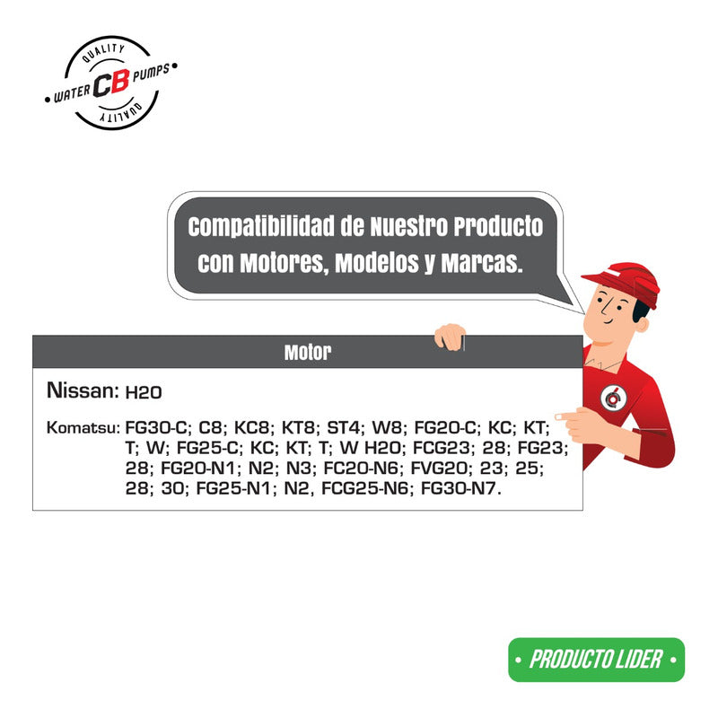 Bomba d'água para empilhadeira Komatsu Nissan L4 2.0L